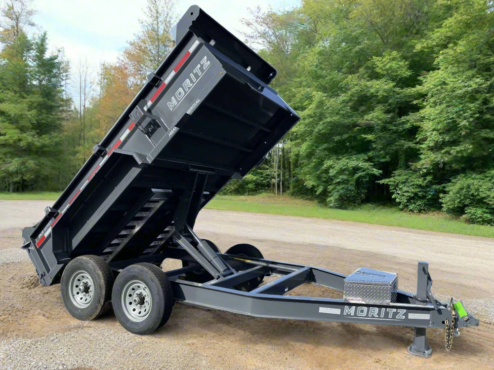 Dump Trailer 81.5"x12' Charcoal Moritz - Scissors Hoist - Ramps - 12k GVWR