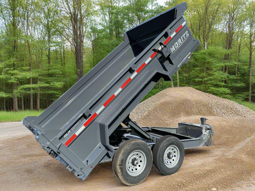 Dump Trailer 81.5"x12' Charcoal Moritz - Scissors Hoist - Ramps - 12k GVWR