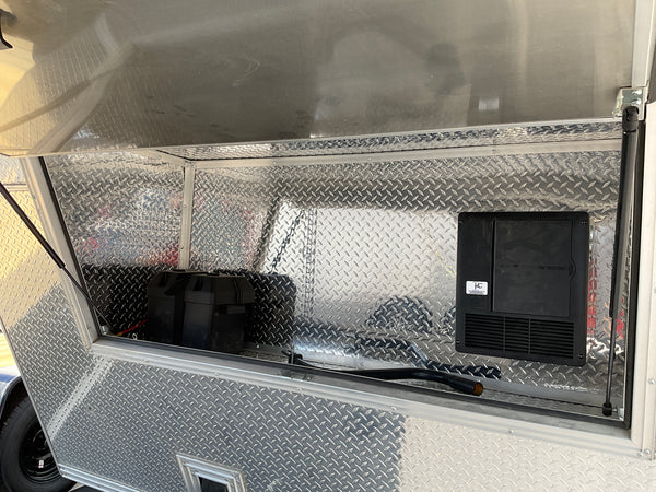 Enclosed Gooseneck Car Hauler Trailer 8.5'x40' V-Nose Silver Ramp High Country Aluminum