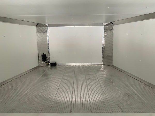 Enclosed Gooseneck Car Hauler Trailer 8.5'x40' V-Nose Silver Ramp High Country Aluminum