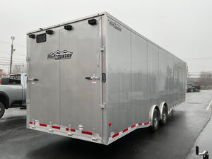 Enclosed Gooseneck Car Hauler Trailer 8.5'x40' V-Nose Silver Ramp High Country Aluminum