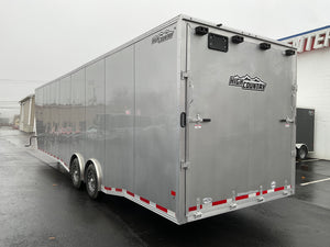 Enclosed Gooseneck Car Hauler Trailer 8.5'x40' V-Nose Silver Ramp High Country Aluminum