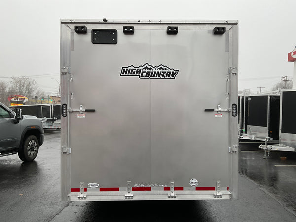 Enclosed Gooseneck Car Hauler Trailer 8.5'x40' V-Nose Silver Ramp High Country Aluminum