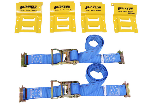 Erickson ATV E Track Tie-Down Kit w/ Ratchet Straps and Wheel Chocks - 1,500 lbs
