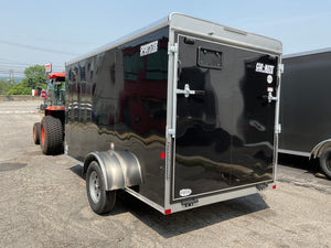 Enclosed Cargo Trailer 6'x12'+2'V BLACK Barn Door Car Mate V-Nose