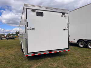Enclosed Gooseneck Eagle Car Hauler Trailer 8.5'x36' WHITE Car Mate Custom 14000 GVWR 6" Up Car Mate Trailers