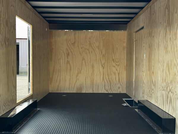 Car Mate Custom Enclosed Car Hauler Trailer 8.5'x20' Storage Trailer Charcoal 9990 GVWR, Dexter Torflex Axles, Winter Storage Package, Reinforced Roof, Drop Leg Jacks, Get-Out Awning Door, 110V Inlet/Outlet, Battery, Alum Wheels, Lifetime/5-Year Warranty Car Mate Trailers