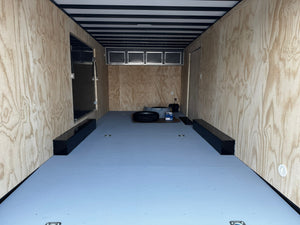 Enclosed Car Hauler Trailer 8.5'x20' Charcoal Car Mate Custom 9990 GVWR, Dexter Torflex Axles, Winter Storage Package, Reinforced Roof, Drop Leg Jacks, Get-Out Awning Door, 110V Inlet/Outlet, Battery, 3 Way Wall Switch, Lifetime/5-Year Warranty Car Mate Trailers