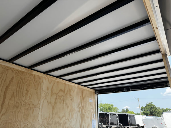 Car Mate Custom Enclosed Car Hauler Trailer 8.5'x20' Storage Trailer Charcoal 9990 GVWR, Dexter Torflex Axles, Winter Storage Package, Reinforced Roof, Drop Leg Jacks, Get-Out Awning Door, 110V Inlet/Outlet, Battery, Alum Wheels, Lifetime/5-Year Warranty