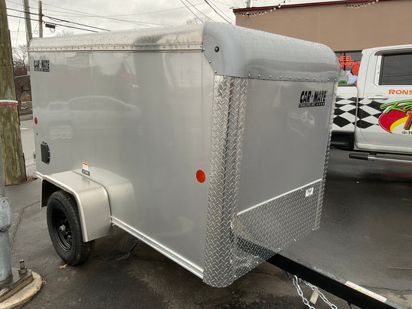 Enclosed Cargo Trailer 4'x8' Single Door Car Mate Silver Car Mate Trailers