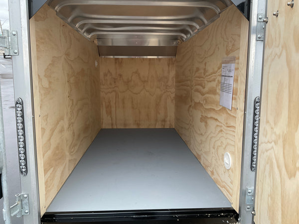 Enclosed Cargo Trailer 4'x8' Single Door Car Mate Silver Car Mate Trailers