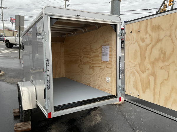 Enclosed Cargo Trailer 4'x8' Single Door Car Mate Silver Car Mate Trailers