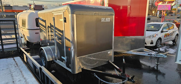 Enclosed Cargo Trailer 5'x8' Charcoal Ramp Door Car Mate Sportster Car Mate Trailers