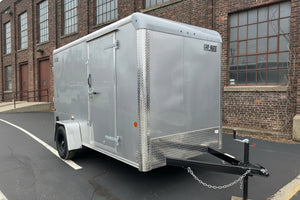 Enclosed Cargo Trailer 6'x12' Silver RAMP Car Mate Custom Cargo Car Mate Trailers