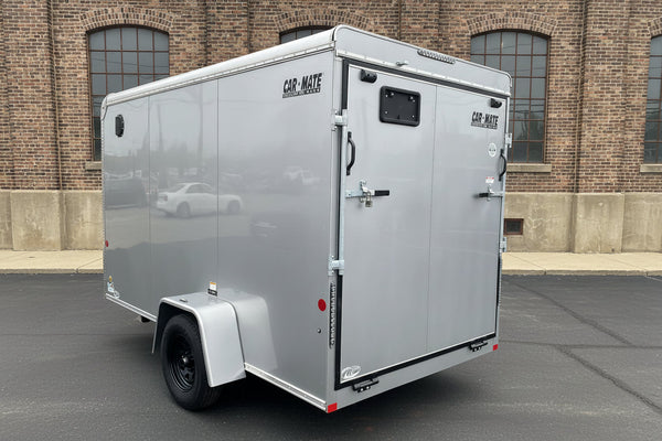 Enclosed Cargo Trailer 6'x12' Silver RAMP Car Mate Custom Cargo Car Mate Trailers