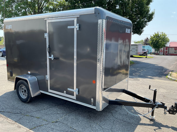 Car Mate Trailers 6'x12' Enclosed Cargo Trailer Silver RAMP Car Mate Trailers