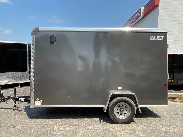 Car Mate Trailers 6'x12' Enclosed Cargo Trailer Silver RAMP Car Mate Trailers