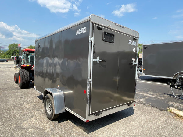 Car Mate Trailers 6'x12' Enclosed Cargo Trailer Silver RAMP Car Mate Trailers