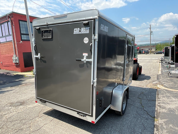 Car Mate Trailers 6'x12' Enclosed Cargo Trailer Silver RAMP Car Mate Trailers