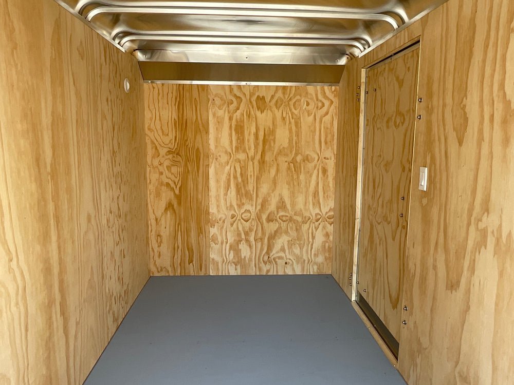 Car Mate Trailers 6'x12' Enclosed Cargo Trailer Silver RAMP Car Mate Trailers