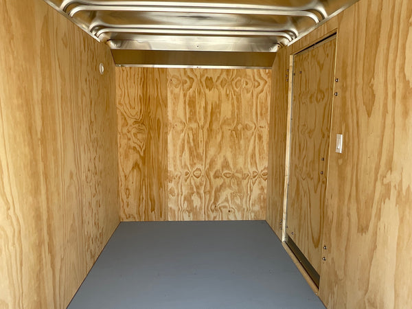 Car Mate Trailers 6'x12' Enclosed Cargo Trailer Silver RAMP Car Mate Trailers