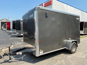 Car Mate Trailers 6'x12' Enclosed Cargo Trailer Silver RAMP Car Mate Trailers