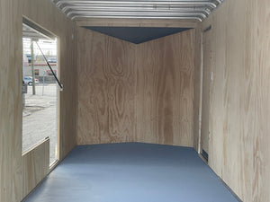 Enclosed Cargo Trailer 7'x16' BLACK RAMP Car Mate Sloped V-Nose 7' Interior UTV Escape Door Car Mate Trailers