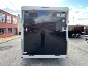 Enclosed Cargo Trailer 7'x16' BLACK RAMP Car Mate Sloped V-Nose 7' Interior UTV Escape Door Car Mate Trailers