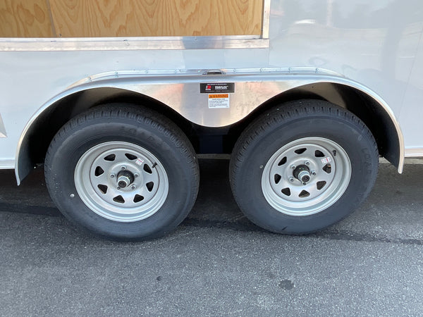 Enclosed Cargo Trailer 7'x16' White Ramp Door Car Mate Custom 18" Up 66" Escape Door Car Mate Trailers