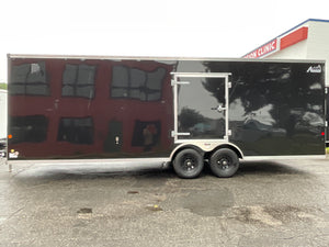 Car Mate Trailers Custom Enclosed Car Hauler Trailer 8.5'x24' Black Car Mate Avalanche 9990 GVWR, 7' Interior Height, Extended Tongue, Adj. Coupler, 8k Tongue Jack, Get-Out Man Door, 4 HD D-Rings, Lifetime + 5 Year Warranty
