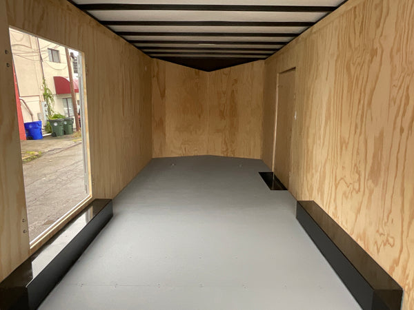 Car Mate Trailers Custom Enclosed Car Hauler Trailer 8.5'x24' Black Car Mate Avalanche 9990 GVWR, 7' Interior Height, Extended Tongue, Adj. Coupler, 8k Tongue Jack, Get-Out Man Door, 4 HD D-Rings, Lifetime + 5 Year Warranty