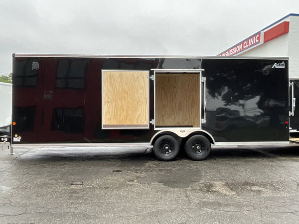 Car Mate Trailers Custom Enclosed Car Hauler Trailer 8.5'x24' Black Car Mate Avalanche 9990 GVWR, 7' Interior Height, Extended Tongue, Adj. Coupler, 8k Tongue Jack, Get-Out Man Door, 4 HD D-Rings, Lifetime + 5 Year Warranty