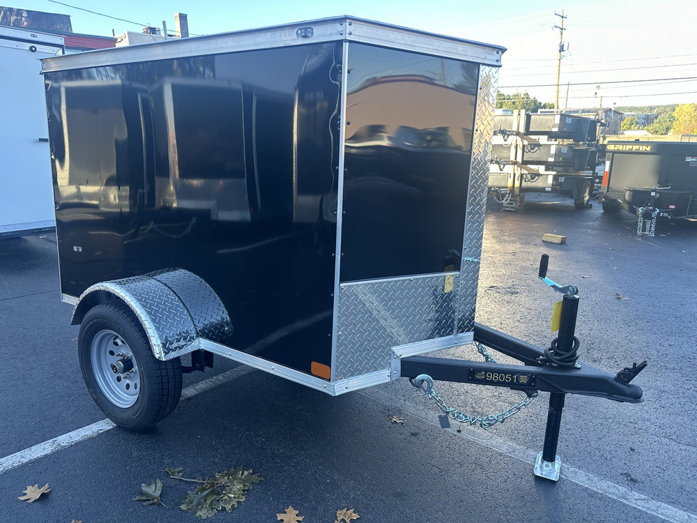 Enclosed Cargo Trailer 4x6+2'V BLACK Covered Wagon