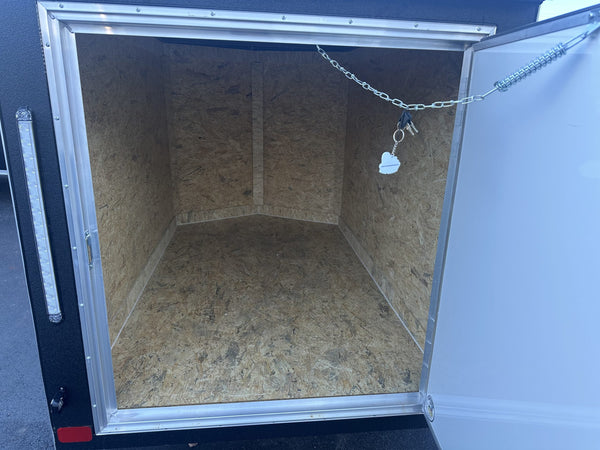 Enclosed Cargo Trailer 4x6+2'V BLACK Covered Wagon Covered Wagon Trailers