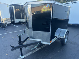 Enclosed Cargo Trailer 4x6+2'V BLACK Covered Wagon Covered Wagon Trailers