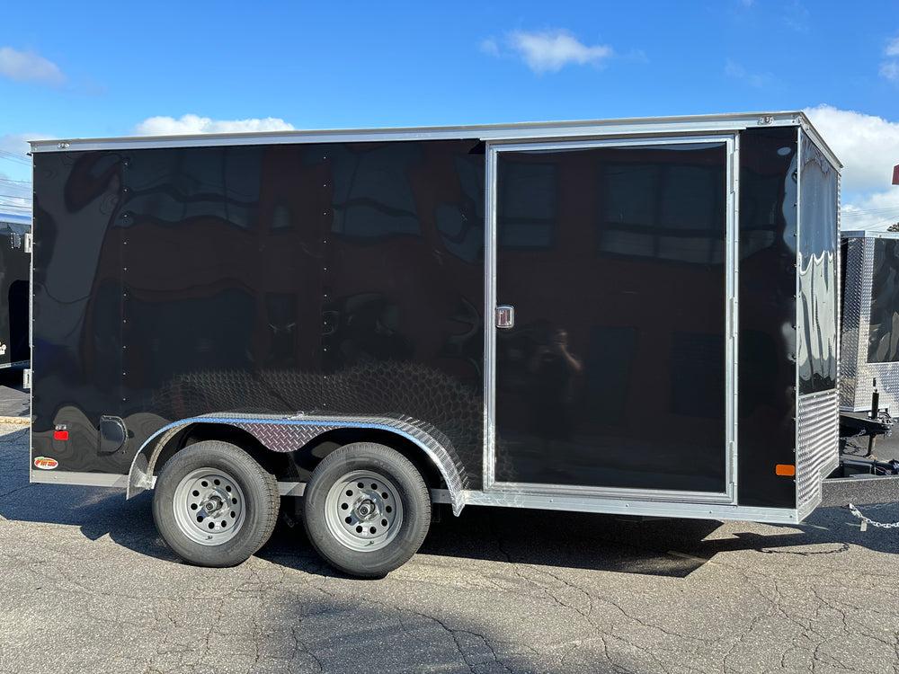 Enclosed Cargo Trailer 7'x14'+2'V BLACK RAMP Covered Wagon