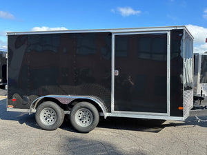 Enclosed Cargo Trailer 7'x14'+2'V BLACK RAMP Covered Wagon