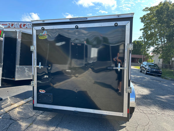 Enclosed Cargo Trailer 7'x14'+2'V BLACK RAMP Covered Wagon