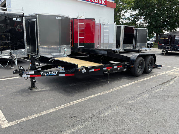 Top Hat Trailers DE14 Dump Trailer 83"x14' Black 14K GVWR with Ramps Top Hat Trailers