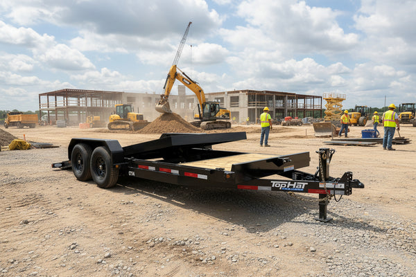 Top Hat Trailers DE14 Dump Trailer 83"x14' Black 14K GVWR with Ramps Top Hat Trailers