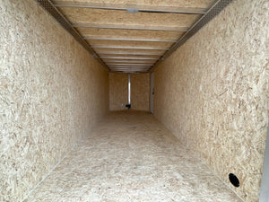 Aluminum Durabull Enclosed Contractor 7'x16'+2'V White Barn Door with Ramps DuraBull Trailers