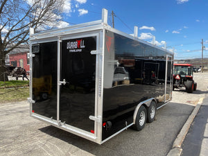 Aluminum Durabull Enclosed Contractor 8.5'x18'+2'V Barn Door with Ramps DuraBull Trailers