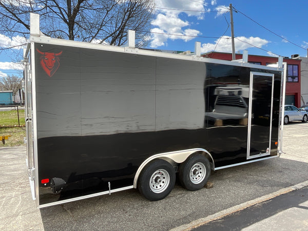 Aluminum Durabull Enclosed Contractor 8.5'x18'+2'V Barn Door with Ramps DuraBull Trailers