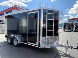 Aluminum Durabull Enclosed Contractor 8.5'x18'+2'V Barn Door with Ramps DuraBull Trailers
