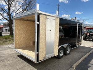 Aluminum Durabull Enclosed Contractor 8.5'x18'+2'V Barn Door with Ramps DuraBull Trailers