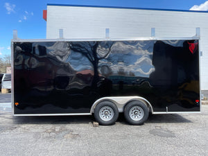 Aluminum Durabull Enclosed Contractor 8.5'x18'+2'V Barn Door with Ramps DuraBull Trailers