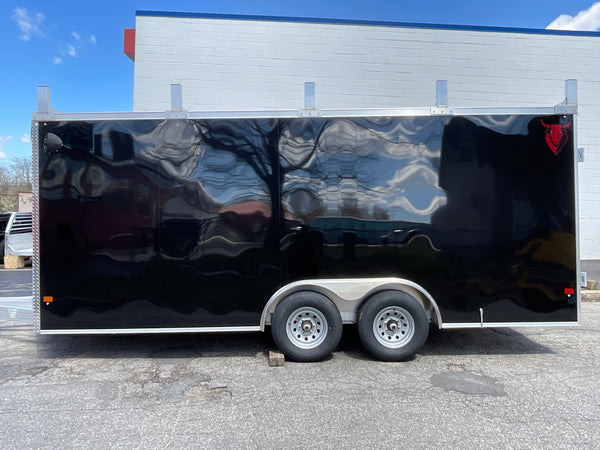 Aluminum Durabull Enclosed Contractor 8.5'x18'+2'V Barn Door with Ramps DuraBull Trailers