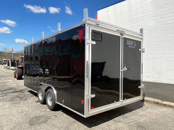 Aluminum Durabull Enclosed Contractor 8.5'x18'+2'V Barn Door with Ramps DuraBull Trailers