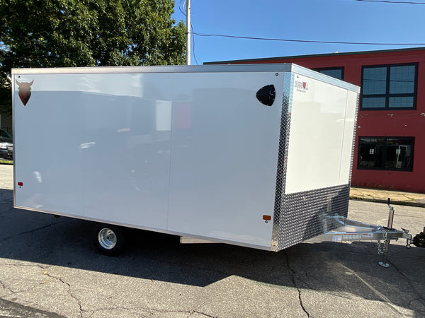 Durabull Trailers 101"X12' Multi-Sport Snowmobile Trailer White, Snow Package, 70" Interior Height, Galvanized Dexter Torflex Axle, 3 Year Warranty, Made in NH DuraBull Trailers
