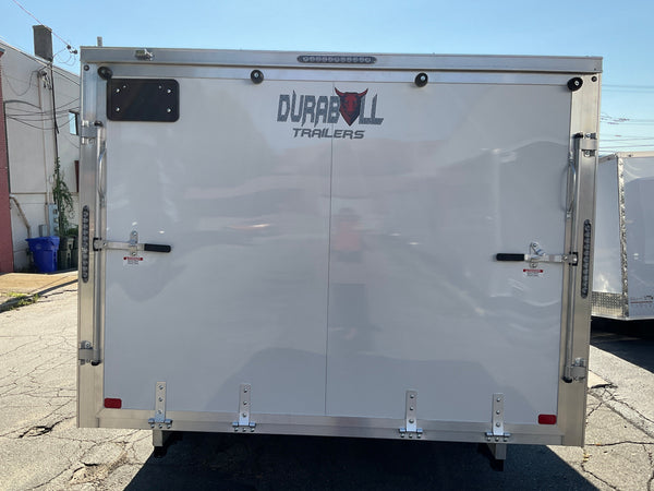 Durabull Trailers 101"X12' Multi-Sport Snowmobile Trailer White, Snow Package, 70" Interior Height, Galvanized Dexter Torflex Axle, 3 Year Warranty, Made in NH DuraBull Trailers